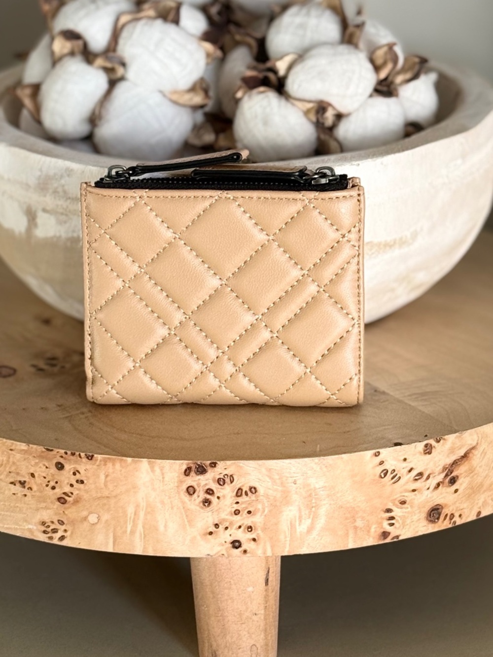 Kurt Geiger London Quilted Leather Coin & Card Case - Camel - Picture 2 of 4
